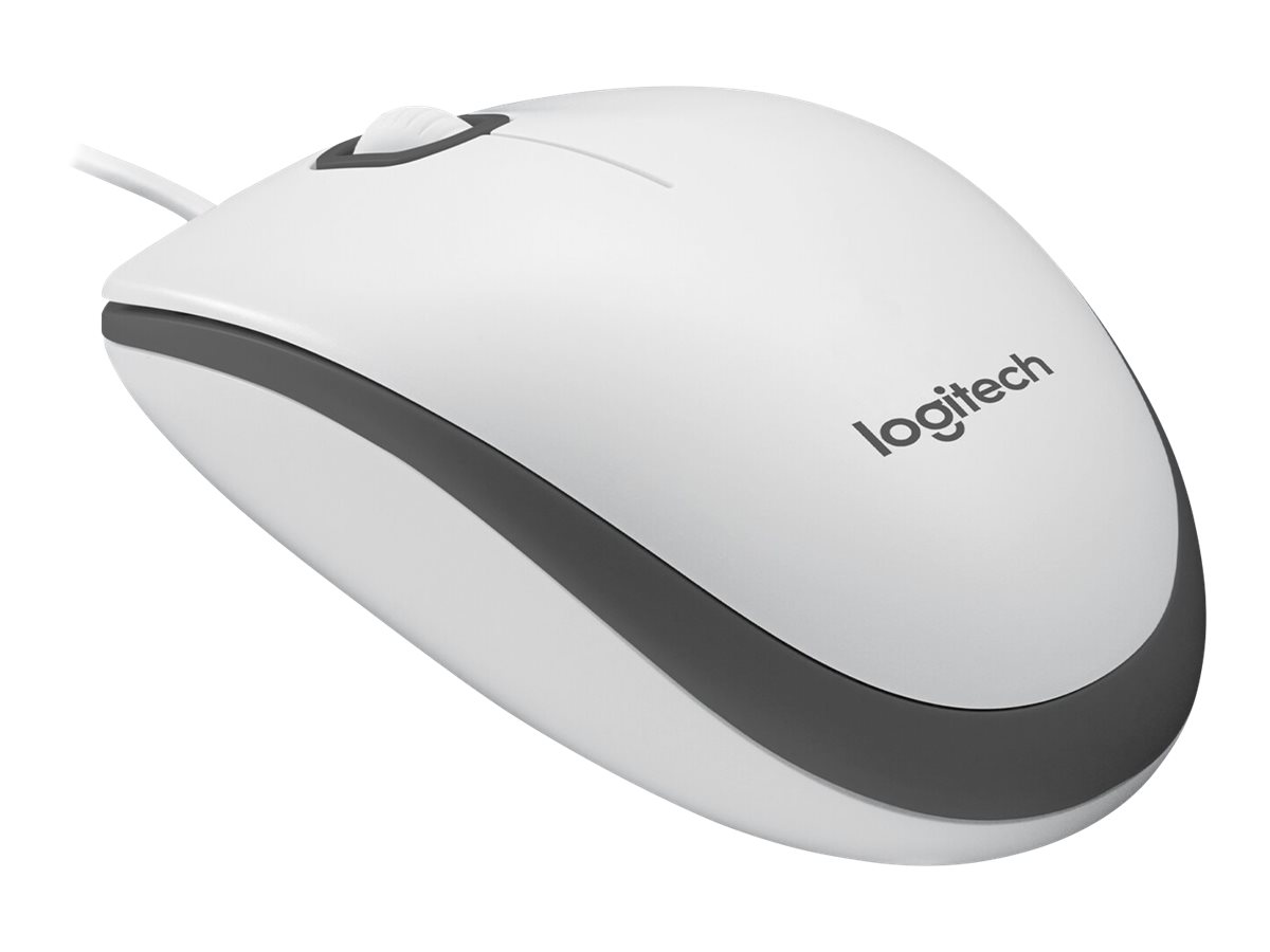 МИШКА LOGITECH M100 - Corded Mouse / Optical Tracking Sensor - Жична - White - PN 910-006764