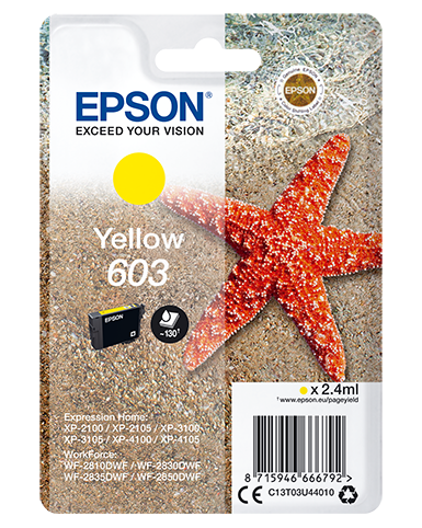 Глава за Epson Expression Home XP-2100/XP-3100/XP-4100 Series - Ink - /603/ / C13T03U44010 - Yellow - PN C13T03U44010