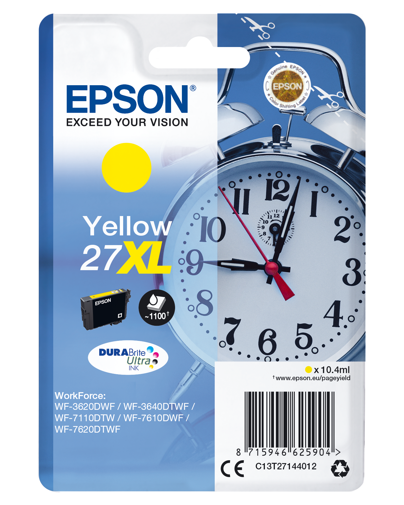 Глава за Epson WorkForce WF-3600/WF-7600/WF-7700 Series - Ink - /27XL/ / C13T27144012 - Yellow - PN C13T27144012
