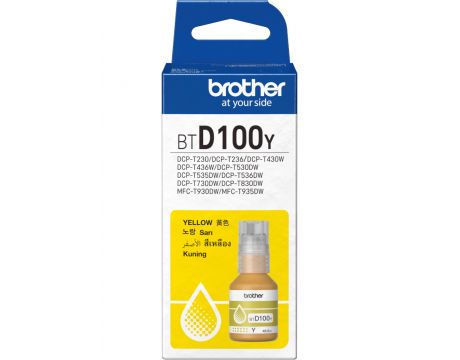 БУТИЛКА МАСТИЛО ЗА BROTHER MFC-T930DW/DCP-T830DW/DCP-T730DW/DCP-T530DW/DCP-T430W/DCP-T230 - Ink Bottle - Yellow - PN BTD100Y (BT-D100Y)