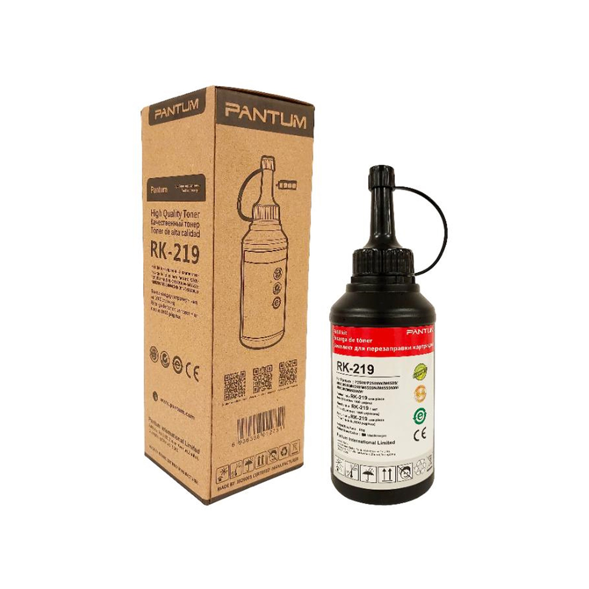 КОМПЛЕКТ ЗА РЕЦИКЛИРАНЕ НА КАСЕТИ PD-219 (PD219) ЗА PANTUM P2509/P2509W/M6509/M6509NW/M6559N/M6559NW/M6609NW - 1 БРОЙ ТОНЕР БУТИЛКА + 1 БРОЙ ЧИП - PN RK-219 (RK219)