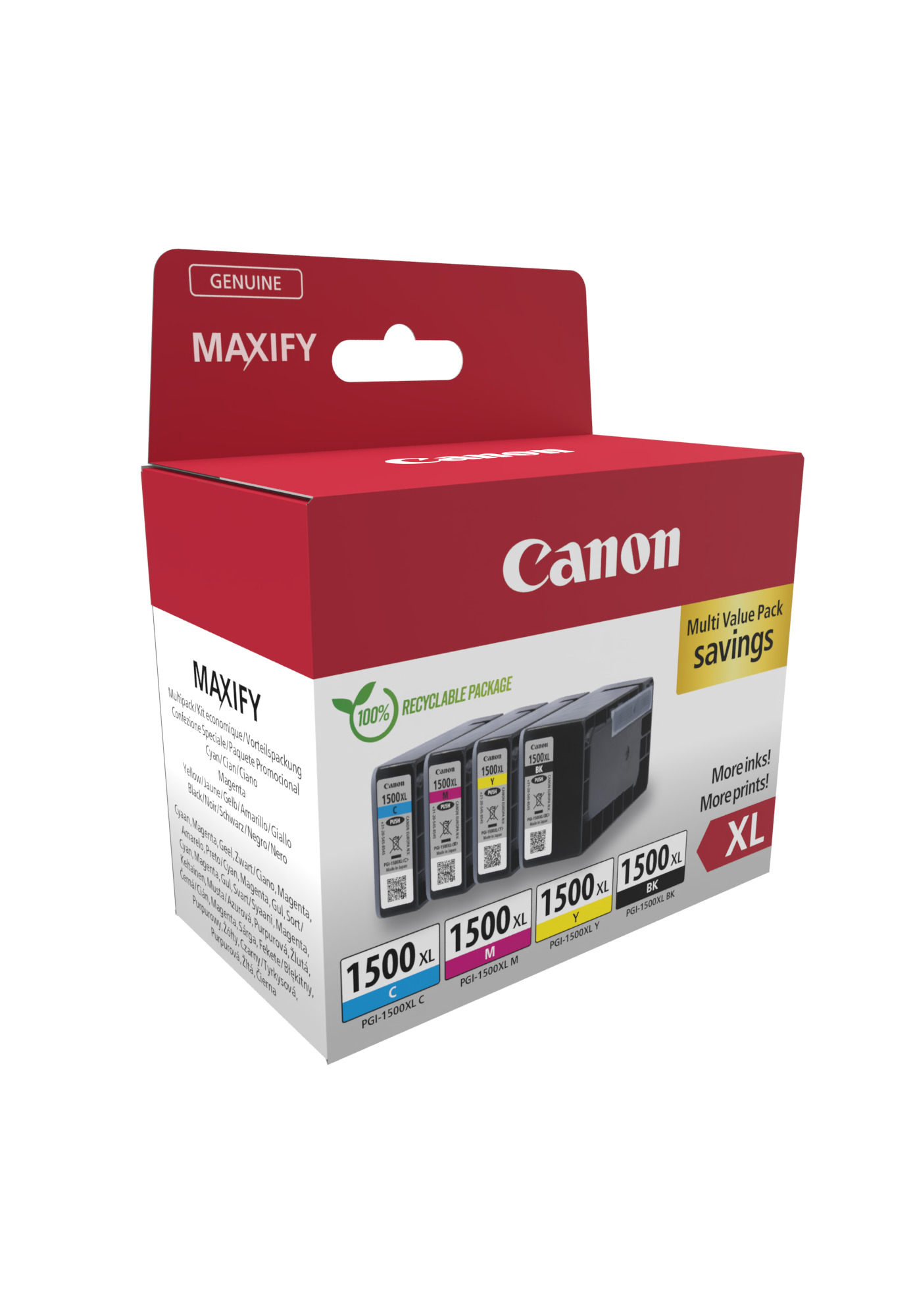 Комплект 4 глави за Canon Maxify MB2000/MB2100/MB2300/MB2700 Series - Ink - PGI1500XL (PGI-1500XL) / 9182B010 - BK/C/M/Y - XL - PN 9182B010