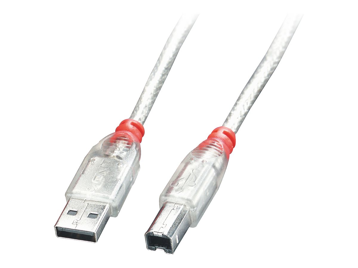 КАБЕЛ USB LINDY - USB to USB - USB 2.0 Cable - Type A to B - 5,0 m - Transparent - PN 41755