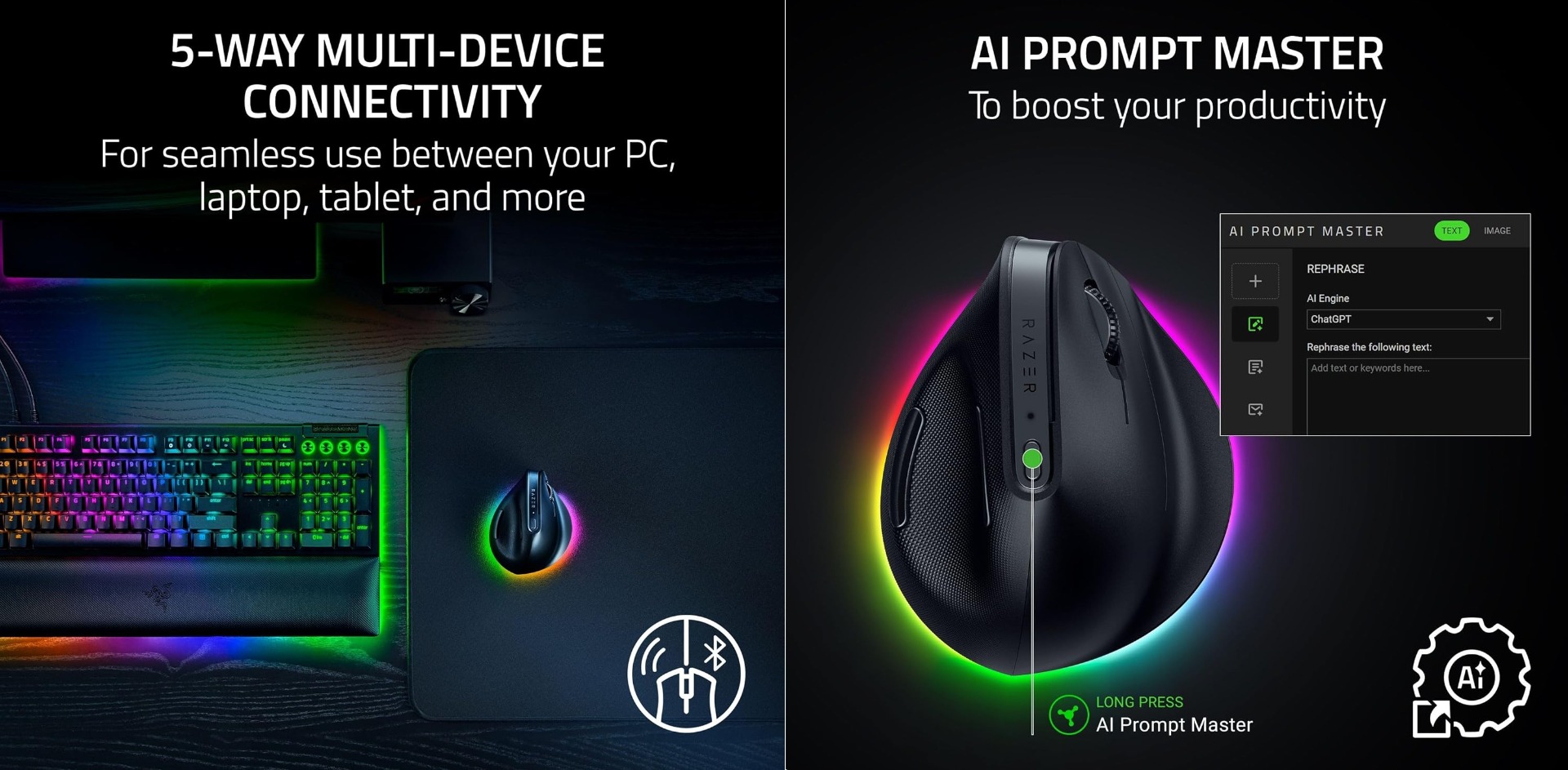 Гейминг мишка Razer Mouse Pro Click V2 Vertical / RZ01-05250100-R3G1 - Black - PN RZ01-05250100-R3G1