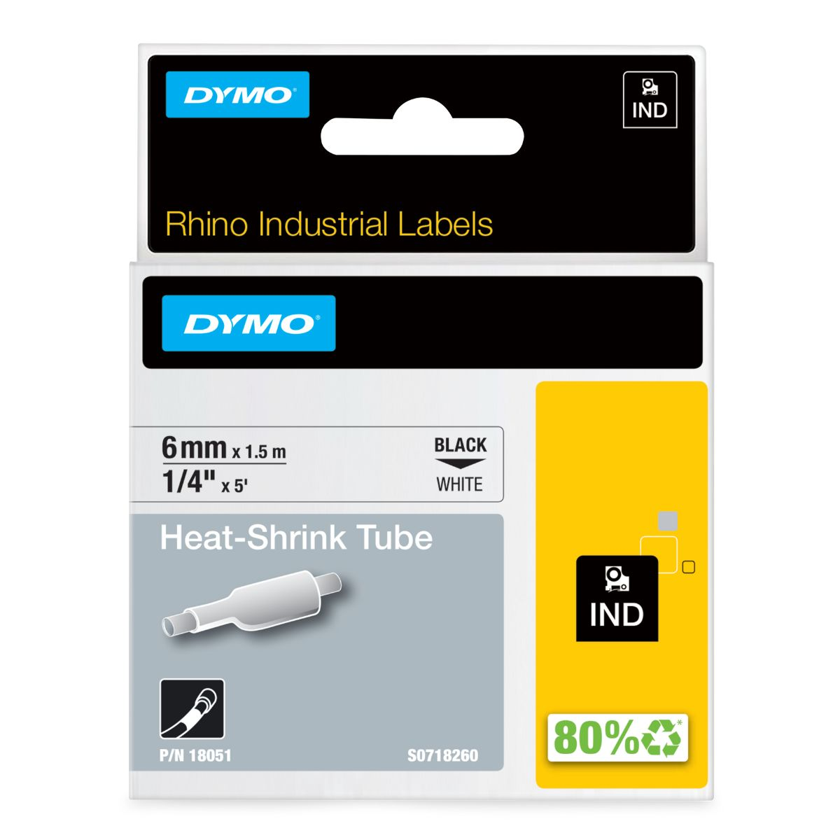 Лента за етикетни принтери Dymo Shrink tubing - 18051 - Black on White - PN 18051