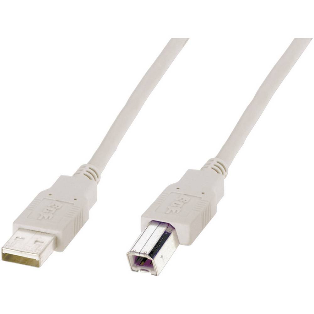 КАБЕЛ USB DIGITUS - Connection cable - USB-A към USB-B -  USB 2.0 conform - 1,8 m - Бежов - PN AK-300105-018-E