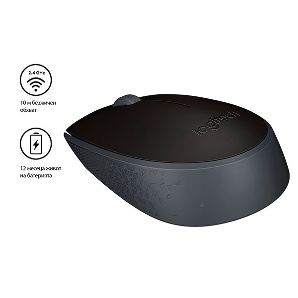 МИШКА LOGITECH M171 - RF Wireless, Alkaline - Wireless / Безжична - Black - PN 910-004424