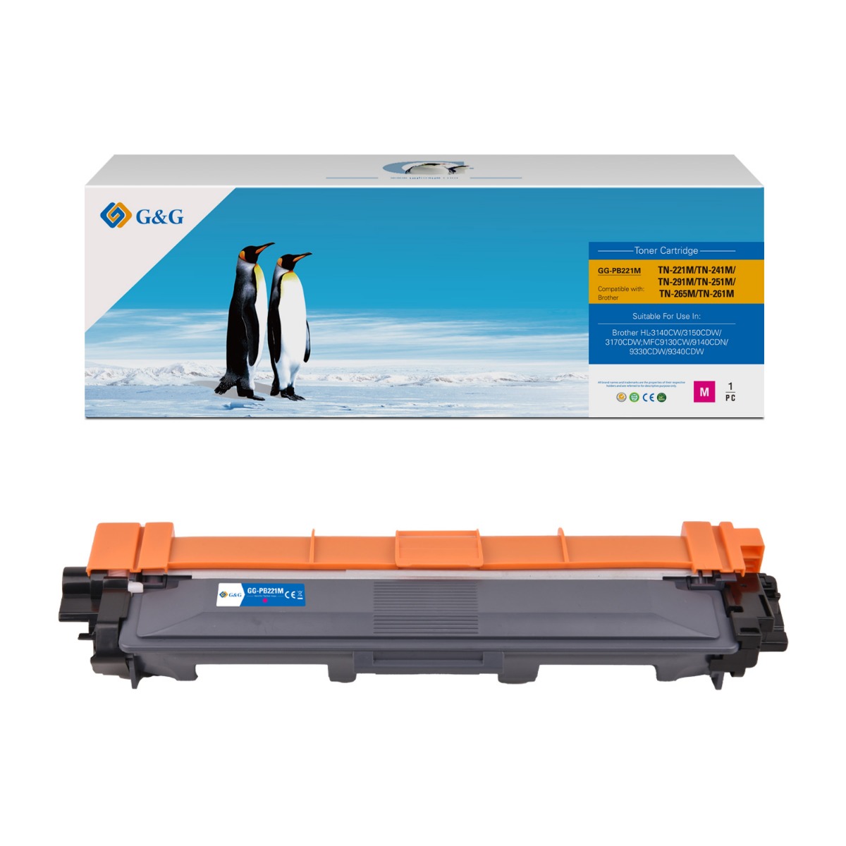 УНИВЕРСАЛНА КАСЕТА ЗА BROTHER HL 3140CW/3150CDW/3170CDW/MFC 9130CW/9140CDN - Magenta - TN241M (TN-241M)/TN221M (TN-221M)/TN251M (TN-251M)/TN261M (TN-261M)/TN265M (TN-265M)/TN291M (TN-291M) - PN NT-PB221M - G&G