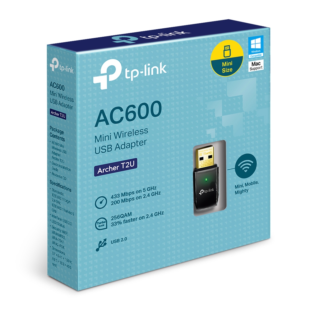 АДАПТЕР TP-LINK T2U v3 - AC600 Dual Band Wireless USB Adapter - Black - PN Archer T2U v3