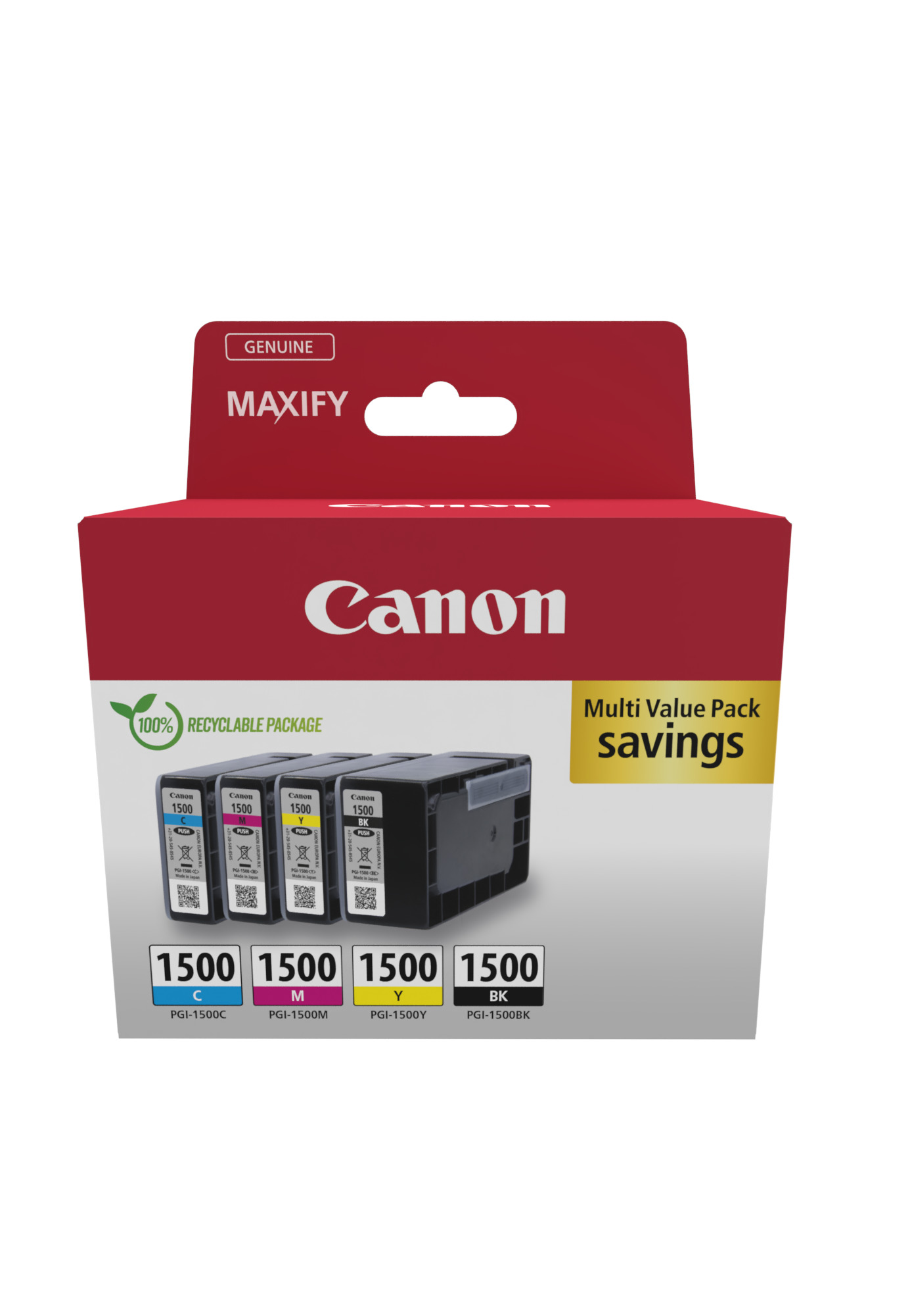 Комплект 4 глави за Canon Maxify MB2000/MB2100/MB2300/MB2700 Series - Ink - PGI1500 (PGI-1500)  / 9218B006 - BK/C/M/Y - PN 9218B006