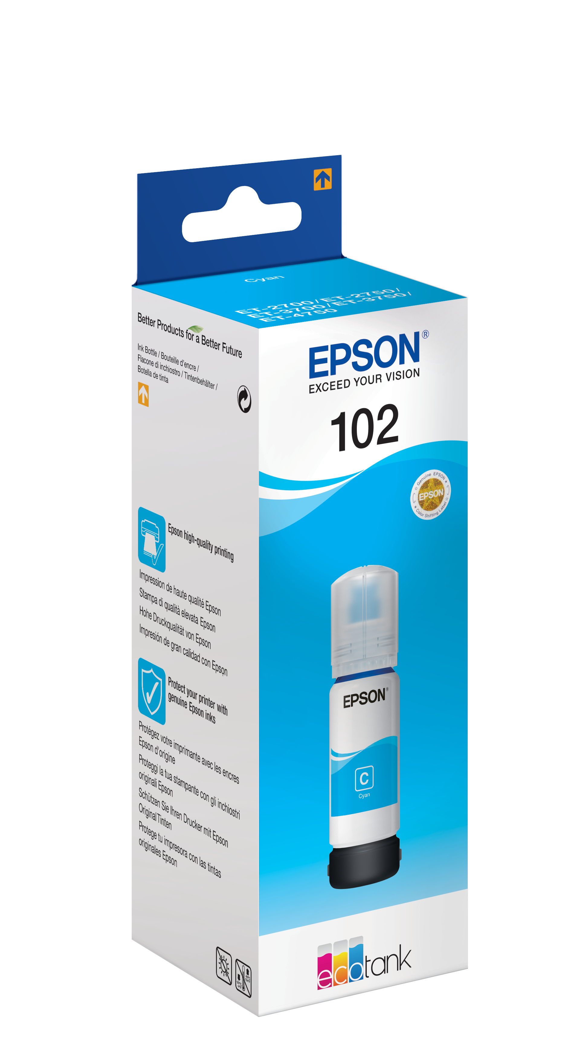 Бутилка мастило за Epson EcoTank ET-3700/ET-2950/ET-3800/ET-3900/ET-3950/ET-4900 Series -  Ink /102/ / C13T03R240 - Cyan - PN C13T03R240