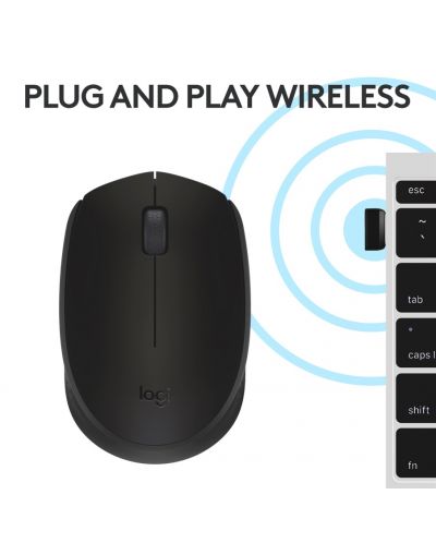 МИШКА LOGITECH M171 - RF Wireless, Alkaline - Wireless / Безжична - Black - PN 910-004424