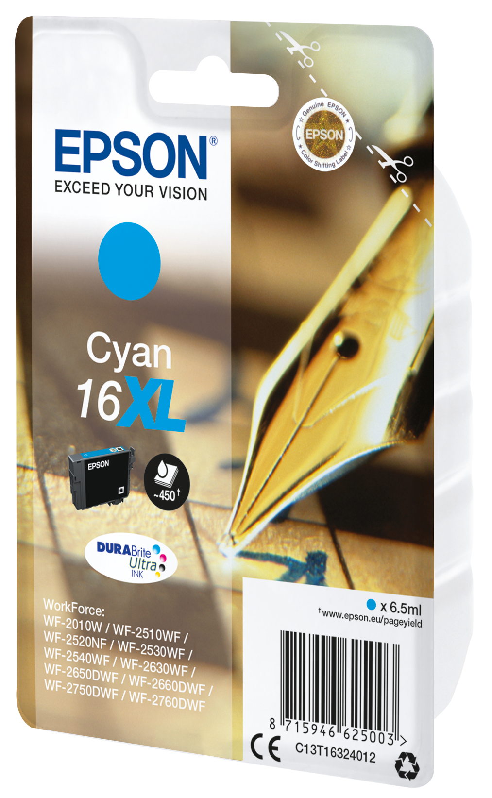 Глава за Epson WorkForce WF-2500 Series - Ink - /16XL/ / C13T16324012 - Cyan - XL - PN C13T16324012