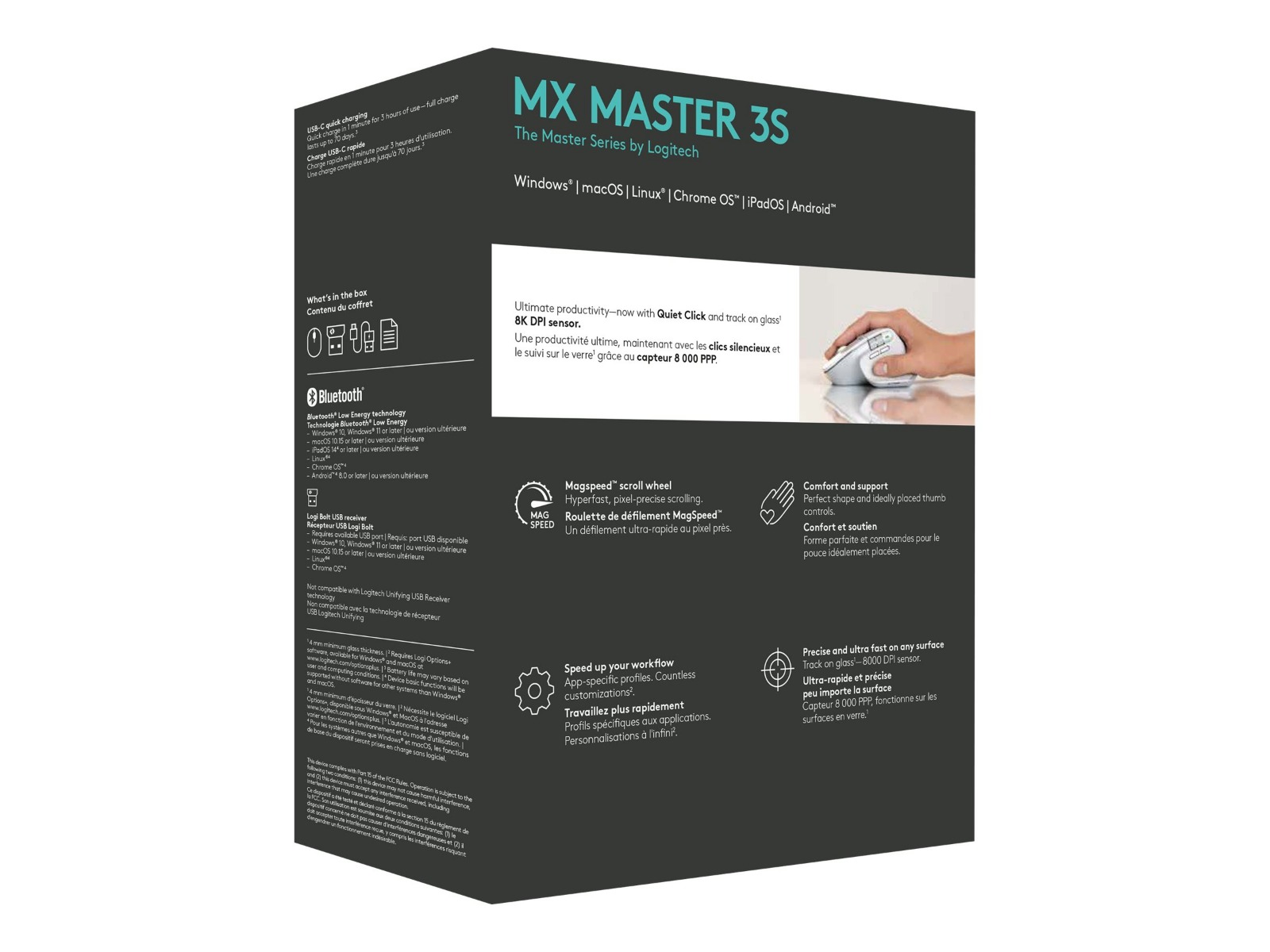 МИШКА LOGITECH MX MASTER 3S - Wireless / Безжична - Grey - PN 910-006560
