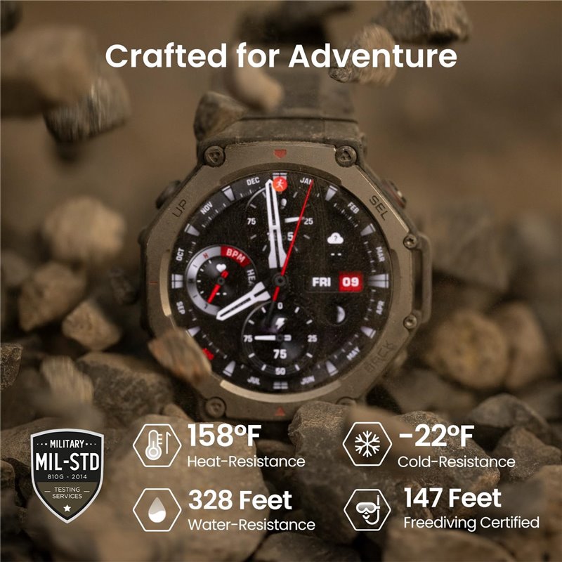 Смарт часовник Amazfit Wearable T-Rex 3 48mm / W2323GL1N Black/Grey - PN W2323GL1N