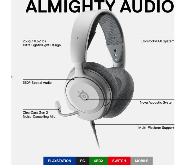 Гейминг слушалки SteelSeries Headset ARCN1PW / 61612 White - PN 61612