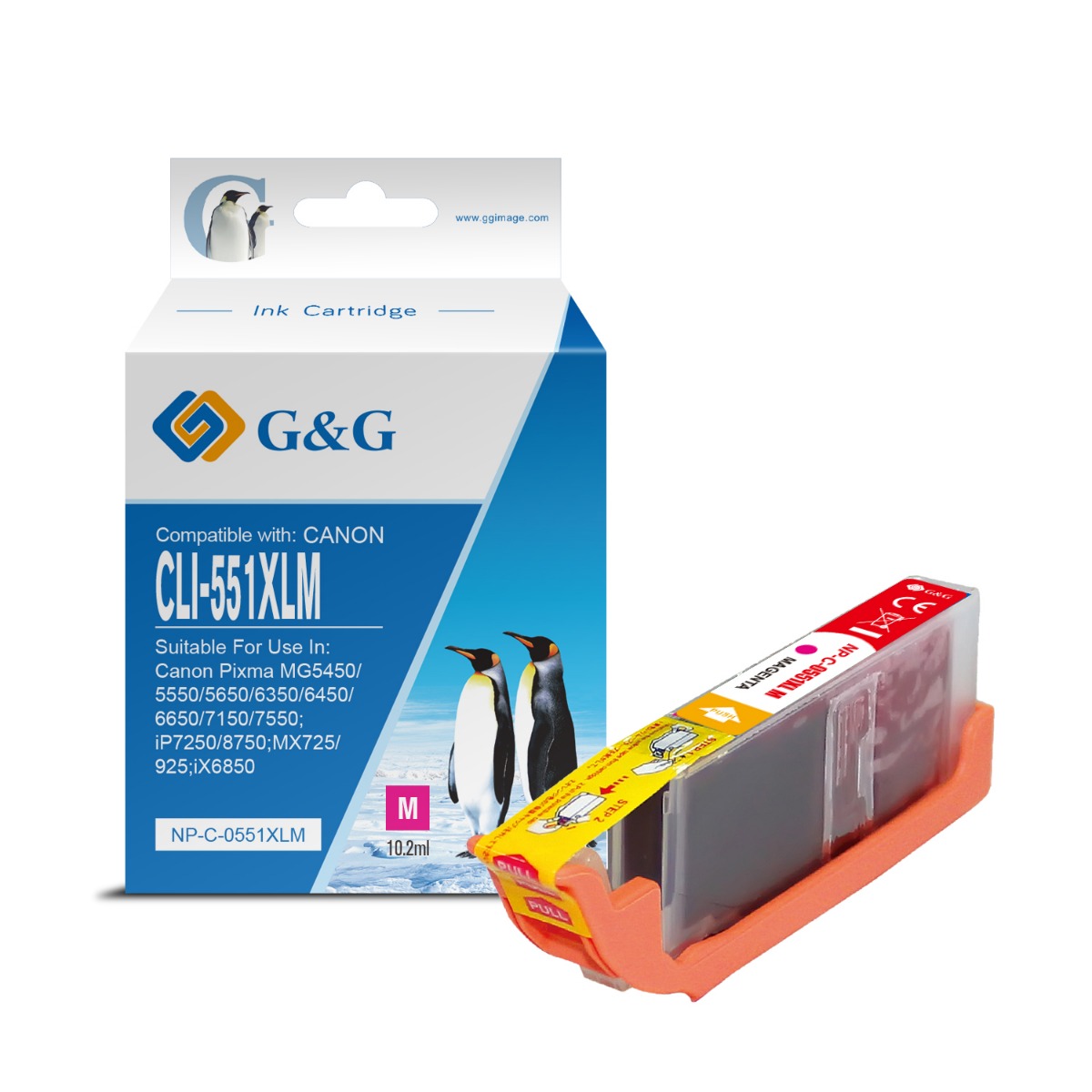 ГЛАВА ЗА CANON PIXMA IP 7250/PIXMA MG 5450/6350 - Magenta - ink tank - WITH CHIP / С ЧИП  - HIGH CAPACITY - /551/ - CLI-551XLM (CLI551XLM) - BS6445B001AA - PN NP-C-0551XLM/C - G&G