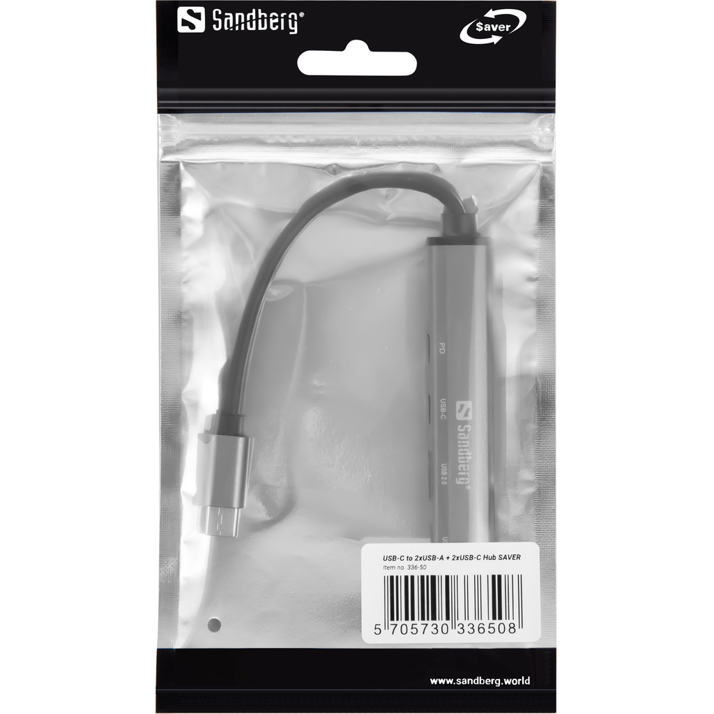 ХЪБ SANDBERG USB-C to 3xUSB-A+2xUSB-C - Gray - PN 336-50