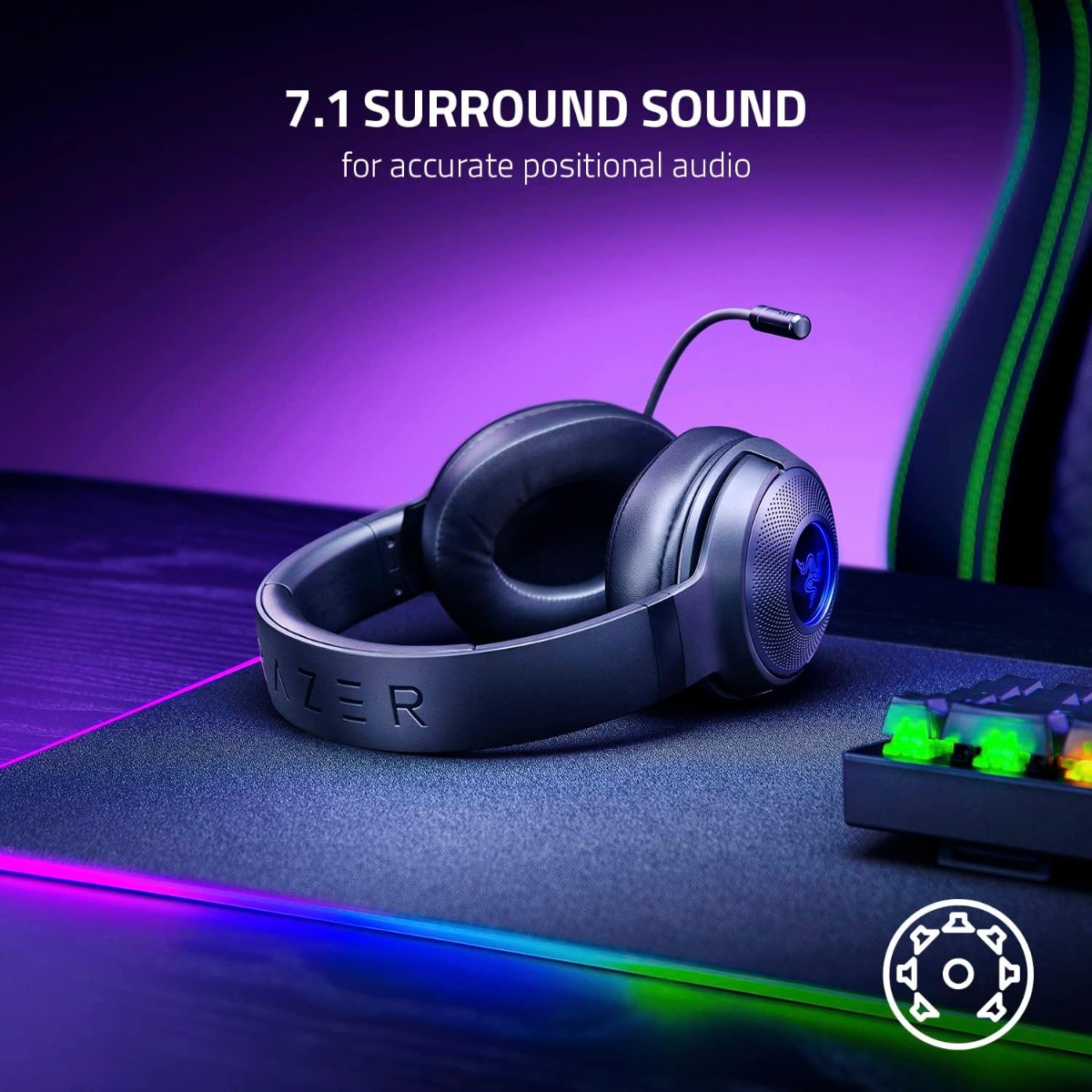 Геймърски слушалки Razer Headset Kraken V3 X / RZ04-03750300-R3M1 - Black - PN RZ04-03750300-R3M1