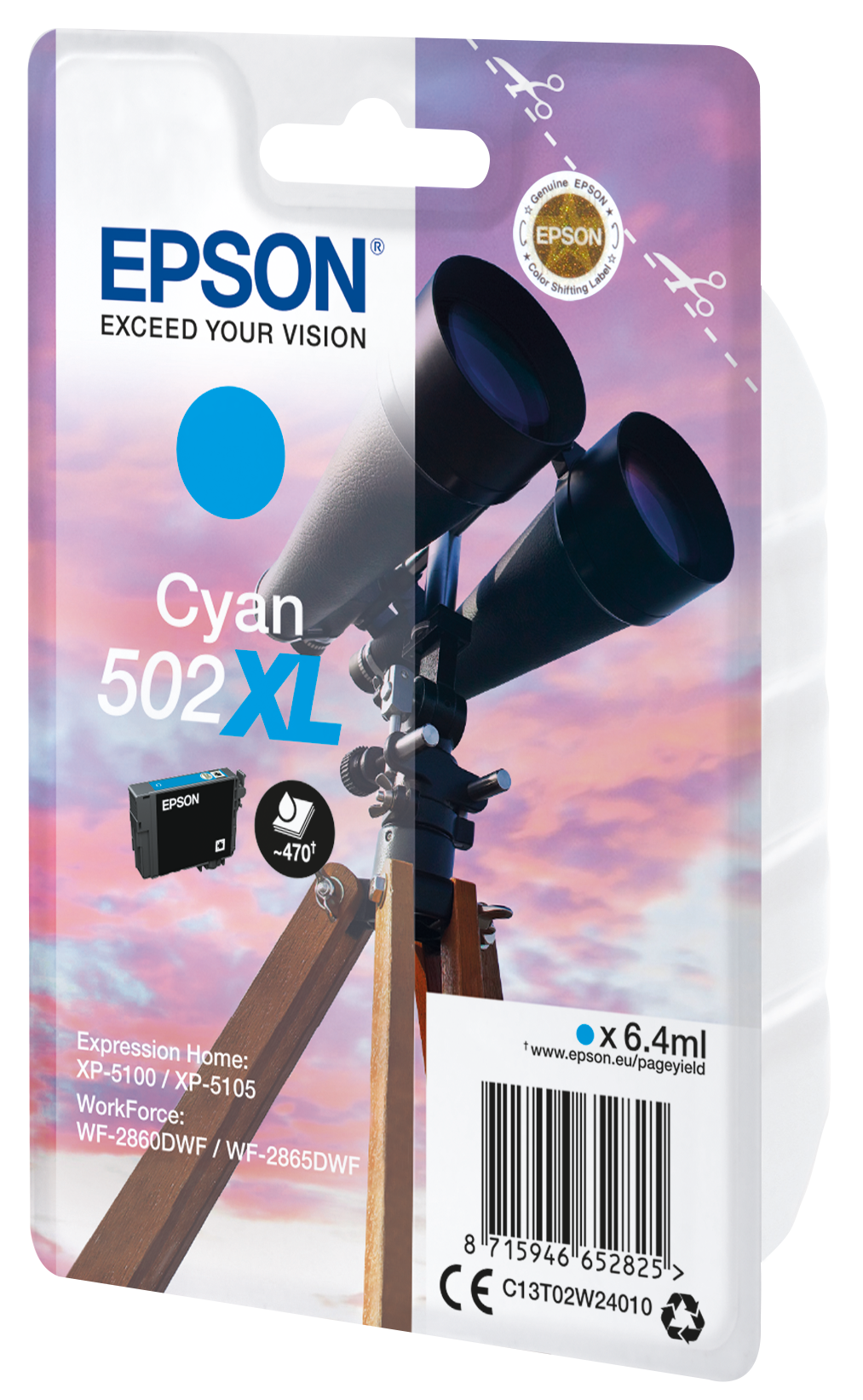 Глава за Epson Expression Home XP5100 Series - Ink - /502XL/ / C13T02W24010 - Cyan - PN C13T02W24010