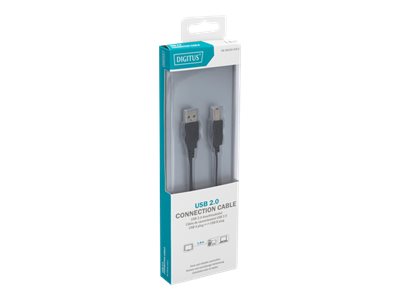 КАБЕЛ USB DIGITUS - USB-A to USB-B - 1,8 m - Black - PN DB-300102-018-S
