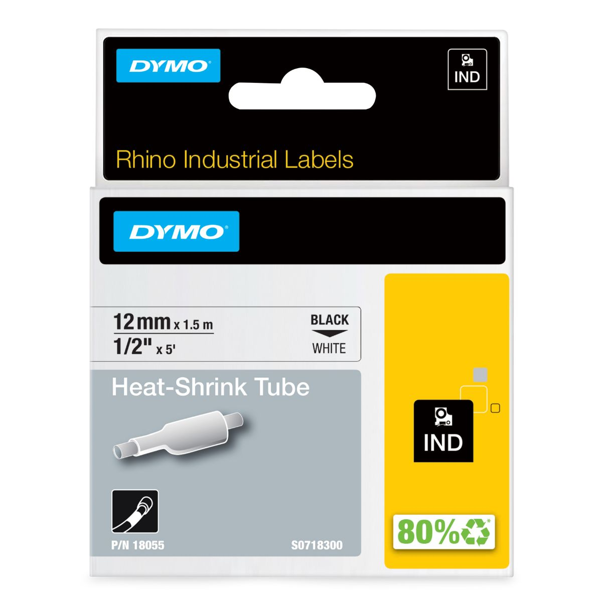 Лента за етикетни принтери Dymo Shrink tubing 18055 - Black on White - PN 18055