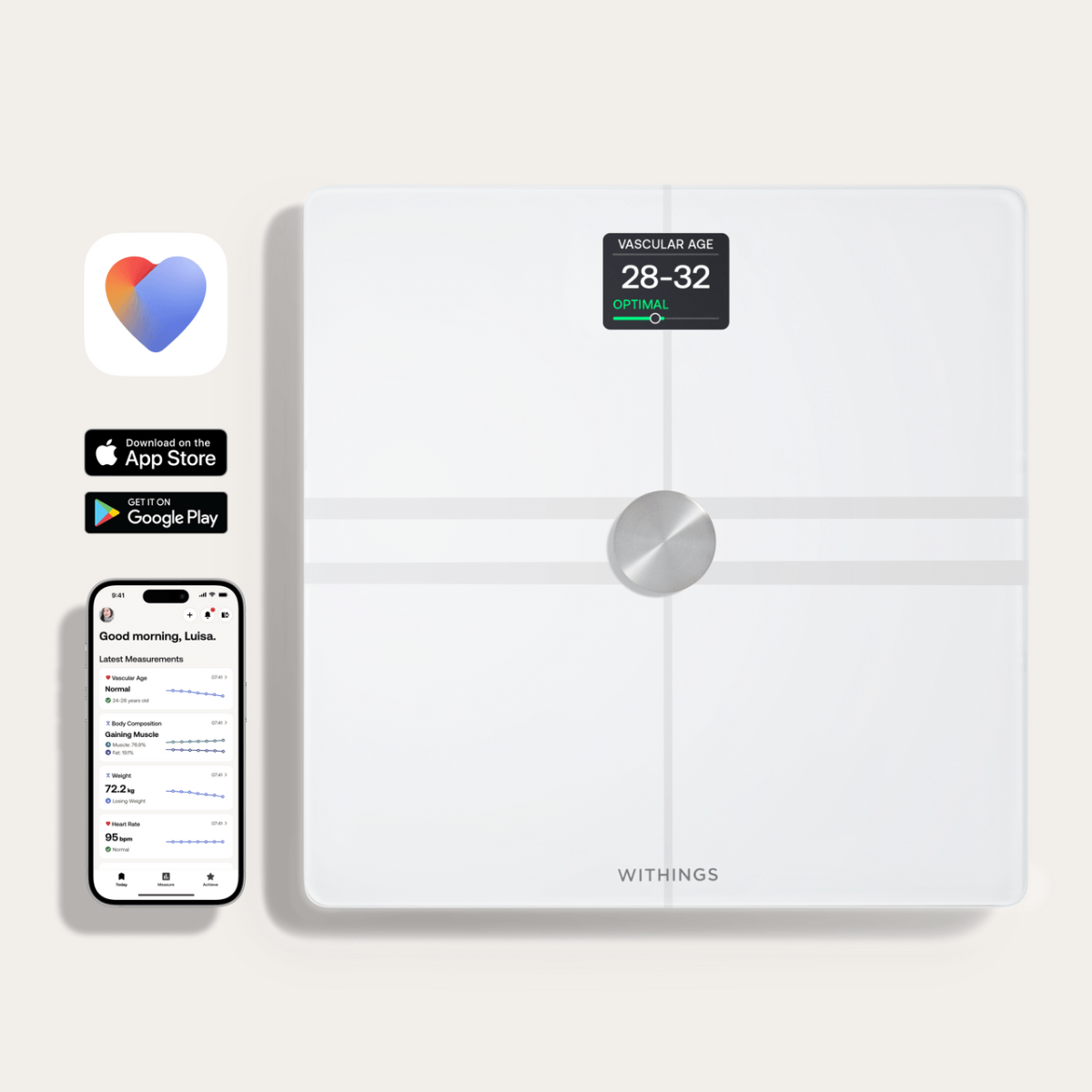 Смарт кантар Withings Body Comp 7.11 cm (2.8") - PN WBS12-WHITE-ALL-INTER