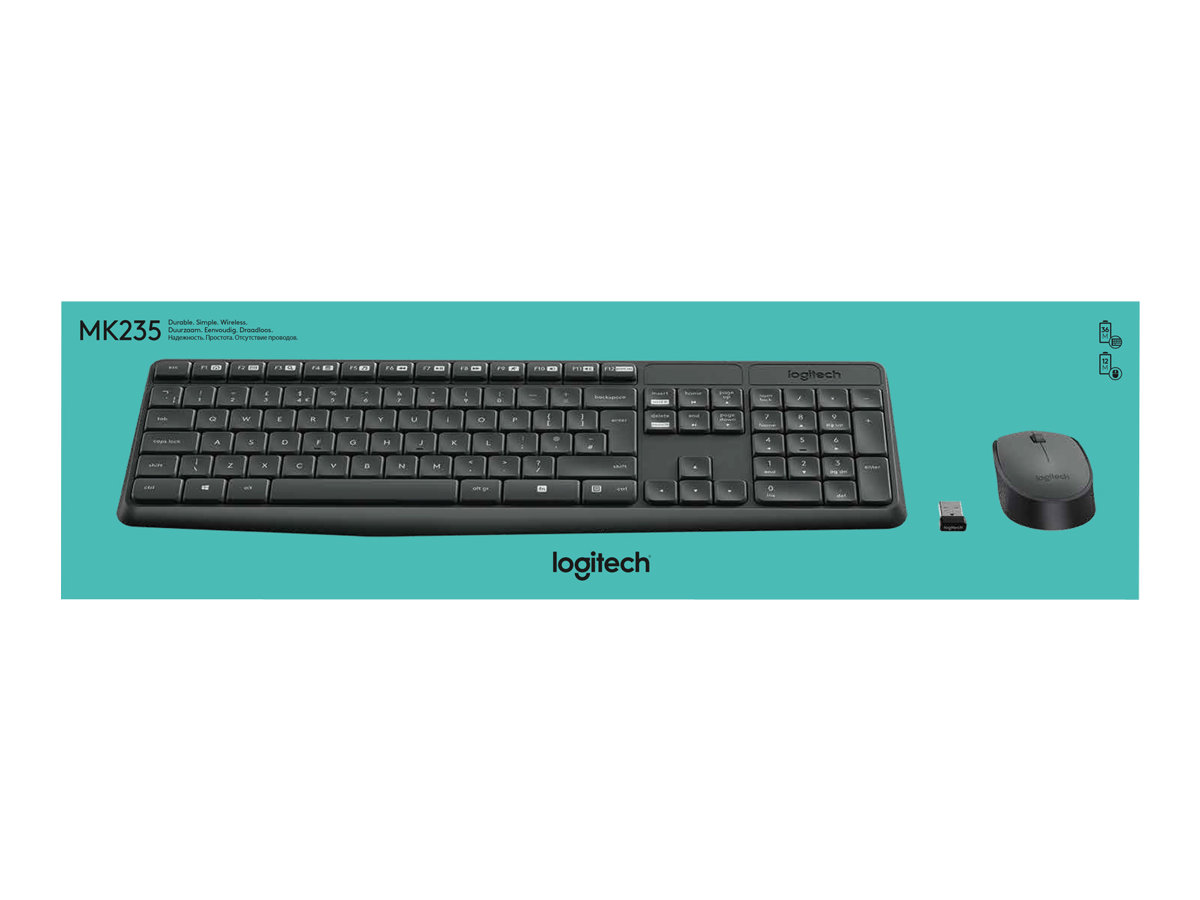 КОМПЛЕКТ МИШКА + КЛАВИАТУРА LOGITECH MK235U - С БДС КИРИЛИЗАЦИЯ - Wireless - Black - PN 920-007931