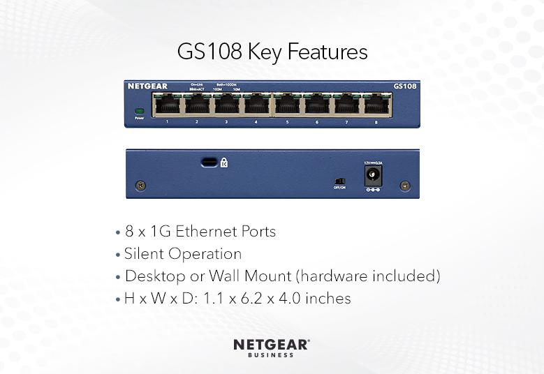 Суич Netgear Switch GS108GE Black - PN GS108GE