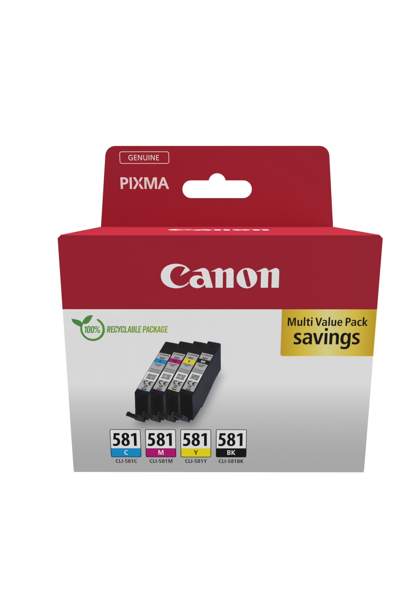 Комплект 4 глави за Canon Pixma TS8100/TS9100/TS9500 Series - Ink - CLI581 (CLI-581) / 2103C007 - BK/C/M/Y - Multipack in Blister - PN 2103C007