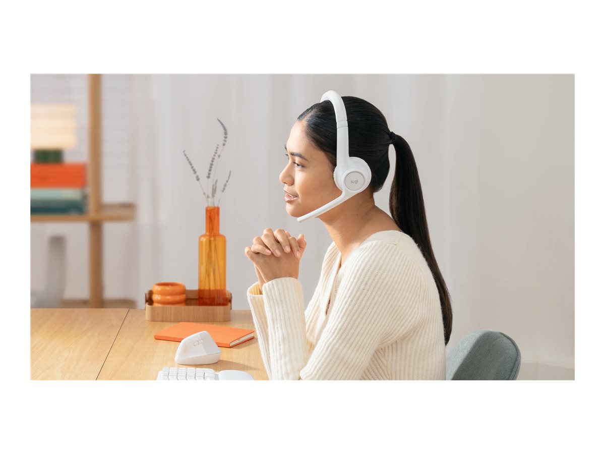 Слушалки Logitech Headset Zone 300 / 981-001417 White - PN 981-001417