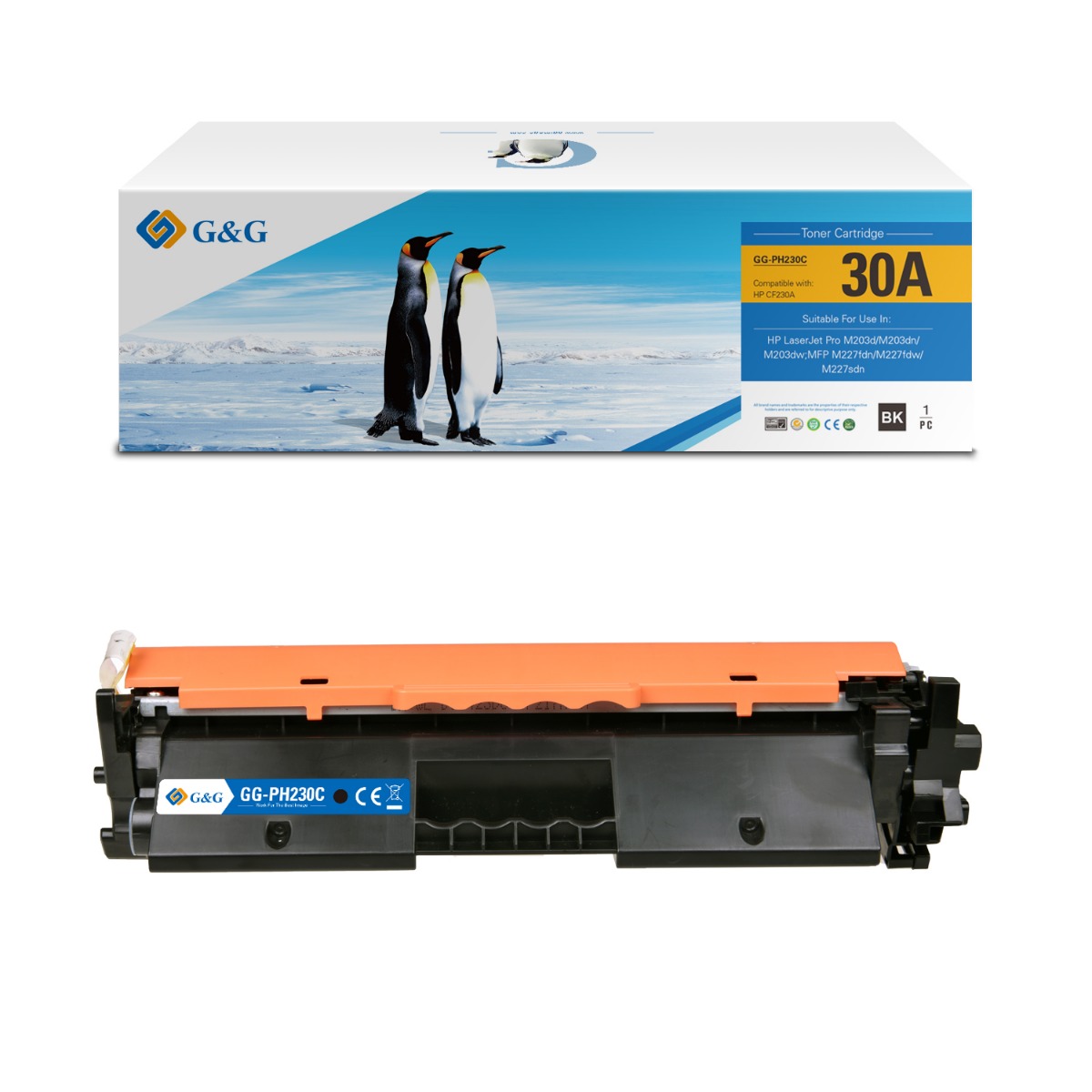 КАСЕТА ЗА HP LaserJet Pro M203D/M203DN/M203DW/MFP M227DN/M227DW/M227SDN - WITH CHIP / С ЧИП - Black - /30А/ - CF230A - PN NT-PH230C - G&G