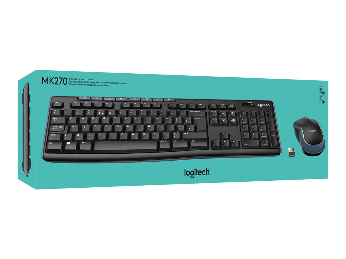 КОМПЛЕКТ МИШКА + КЛАВИАТУРА LOGITECH MK270 US - Wireless / Безжична - БЕЗ БДС КИРИЛИЗАЦИЯ (WITHOUT BDS CYRILLIC) - Black - PN 920-004509