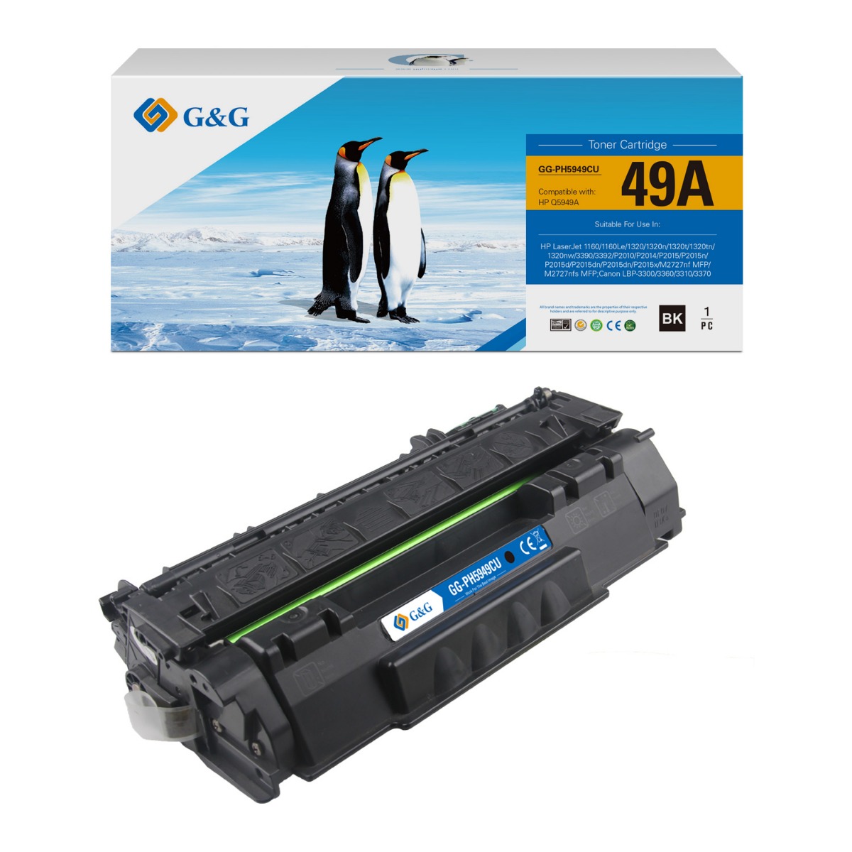 УНИВЕРСАЛНА КАСЕТА ЗА HP Laserjet 1320/1160/P2010/P2014/P2015/CANON LBP3310/LBP3370/LBP3300/LBP3360 - CRG708 (CRG-708)/CRG715 (CRG-715)/Q5949A/Q7553A - Black - PN NT-PH5949CU - G&G