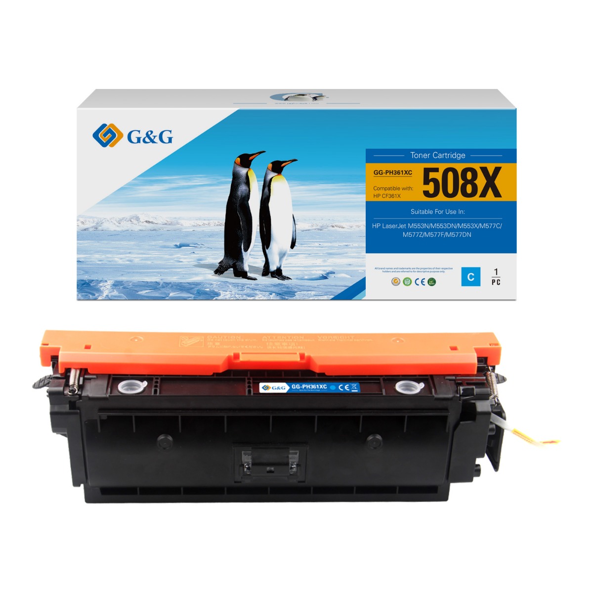 КАСЕТА ЗА HP Color LaserJet Enterprise M553 series - /508X/ - CF361X - Cyan - PN NT-PH361XC - G&G