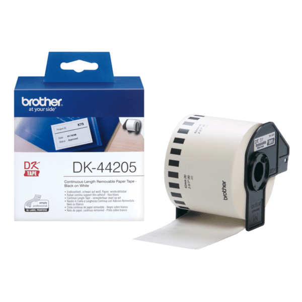 ЛЕНТА ЗА ЕТИКЕТНИ ПРИНТЕРИ BROTHER ТИП QL - REMOVABLE WHITE PAPER TAPE - 62 mm x 30,48 m - PN DK-44205 (DK44205)