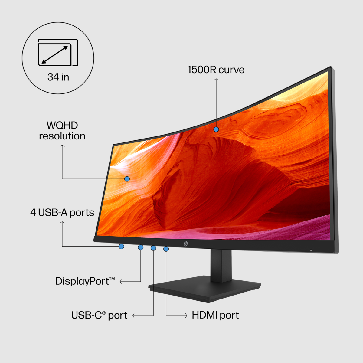 Монитор HP Monitor 21Y56AA / 21Y56AA#ABB Black (34 ") - PN 21Y56AA#ABB