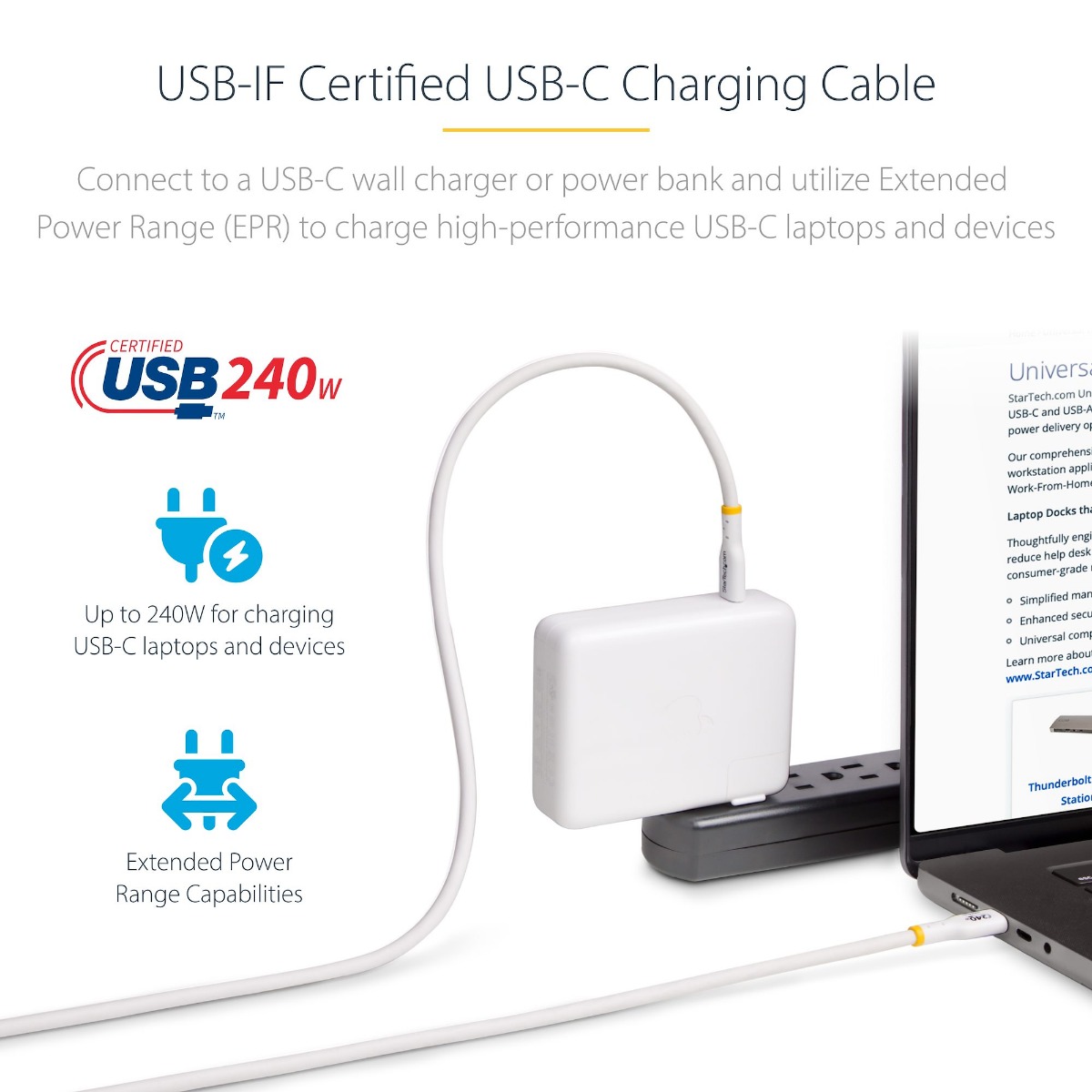 КАБЕЛ USB STARTECH - USB-C to USB-C - 4,0 m - White - PN USB2EPR4MW