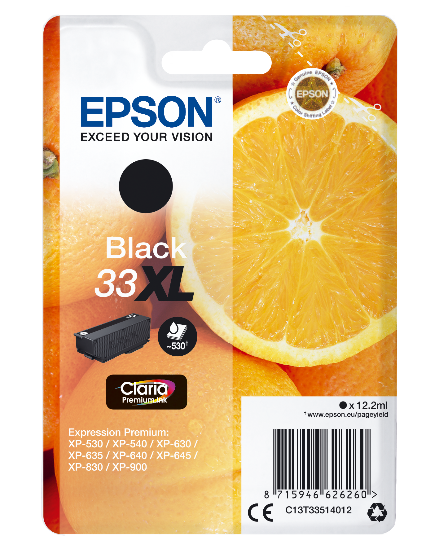 Глава за Epson Expression Premium XP630/XP640 Series - Ink - /33XL/ / C13T33514012 - Black - XL - PN C13T33514012