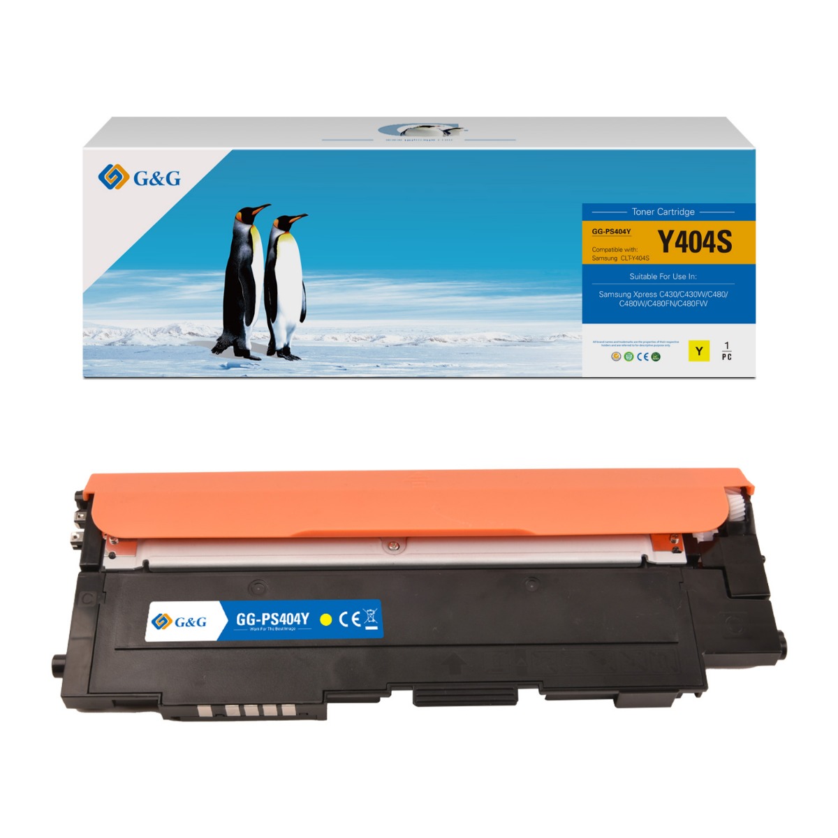 КАСЕТА ЗА SAMSUNG Xpress C430/C430W/C480/C480W/C480FN/C480FW - Yellow - CLT-Y404S (CLTY404S) - PN NT-PS404Y-B / NT-PS404Y-V3 - G&G
