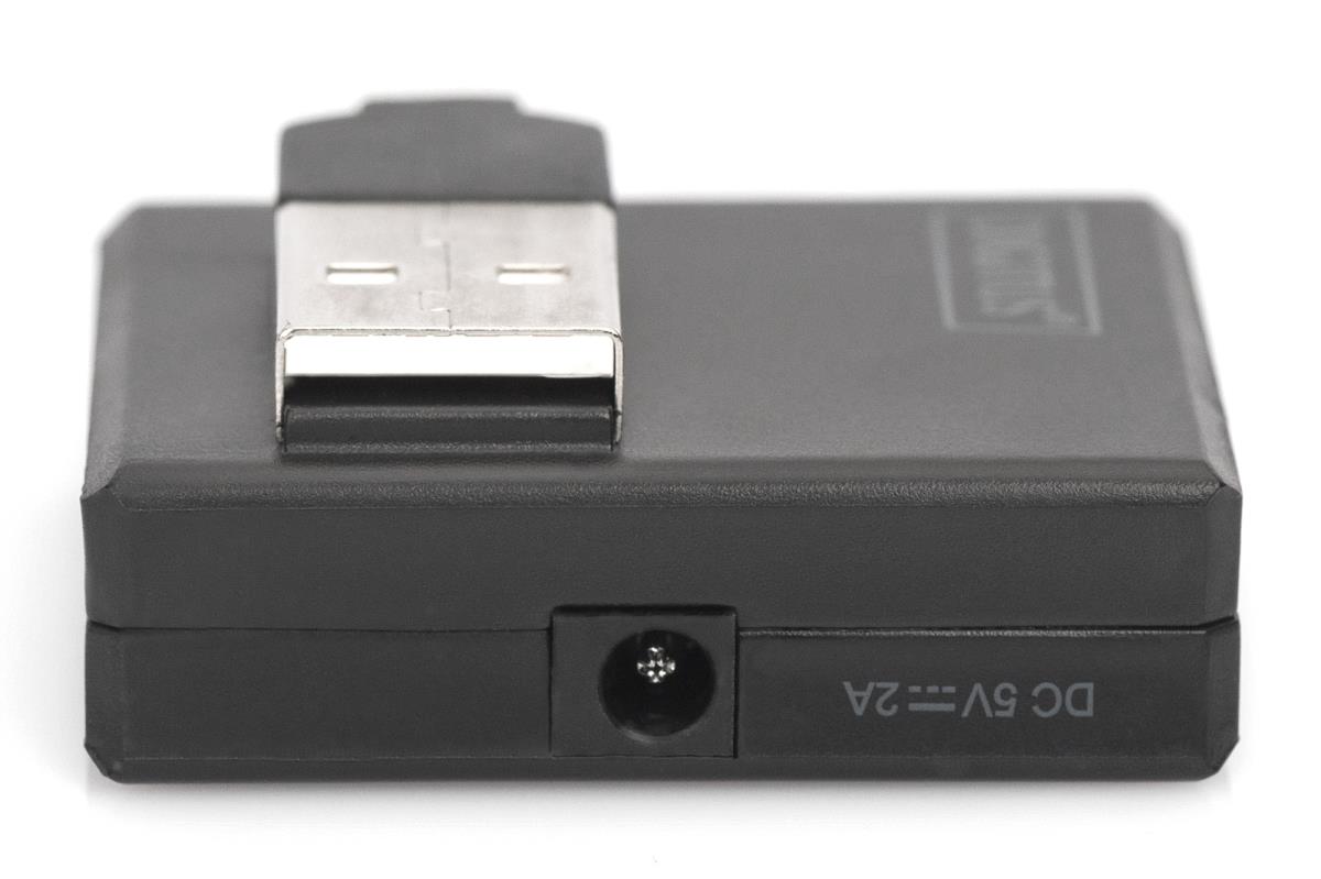 ХЪБ DIGITUS USB 4 Port - гнездо x 4 - USB A щепсел - USB 2.0 - черен - PN DA-70217
