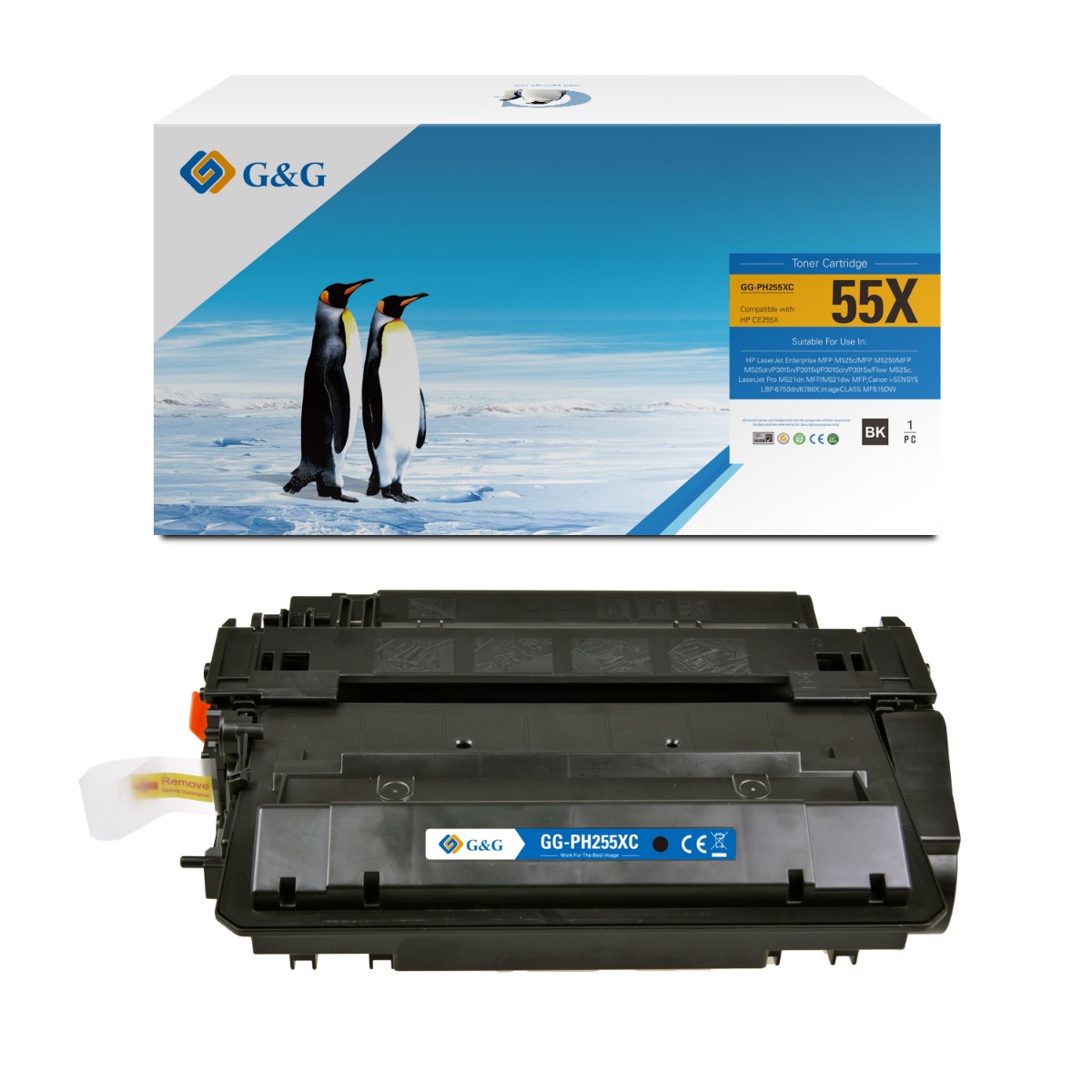 КАСЕТА ЗА HP Laserjet P3015 - HIGH CAPACITY - Black - /55X/ - CE255X - WITH CHIP / С ЧИП - PN NT-C0255XC/NT-CH255XC/NT-PH255XC - G&G