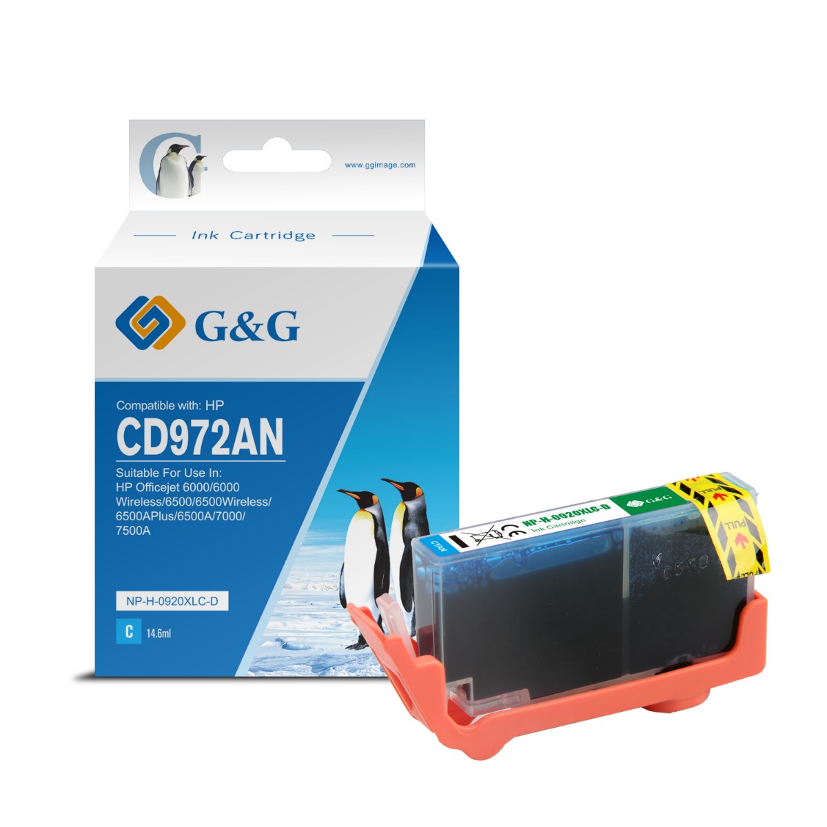 ГЛАВА ЗА HEWLETT PACKARD Officejet 6000/6500 Series - Cyan - HIGH CAPACITY - /920XL/ - CD972AE - PN NH-R0920XLC - G&G