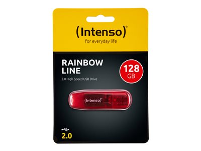 ФЛАШ ПАМЕТ Intenso USB flash drive Rainbow Line - USB 2.0 - 128GB - Red - PN 3502491