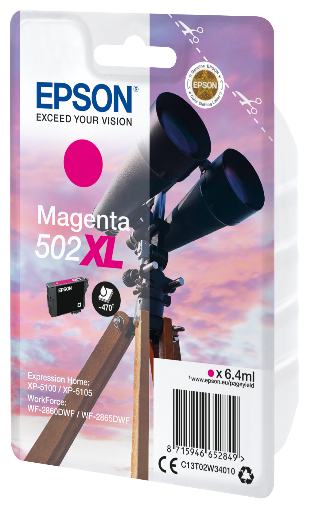 Глава за Epson Expression Home XP5100 Series - Ink - /502XL/ / C13T02W34010 - Magenta - PN C13T02W34010