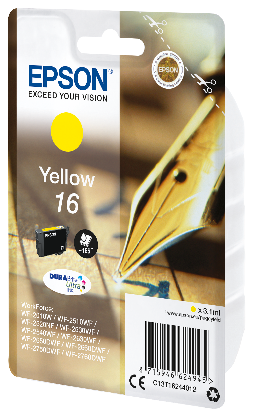 Глава за Epson WorkForce WF-2500 Series - Ink - /16/ / C13T16244012 - Yellow - PN C13T16244012