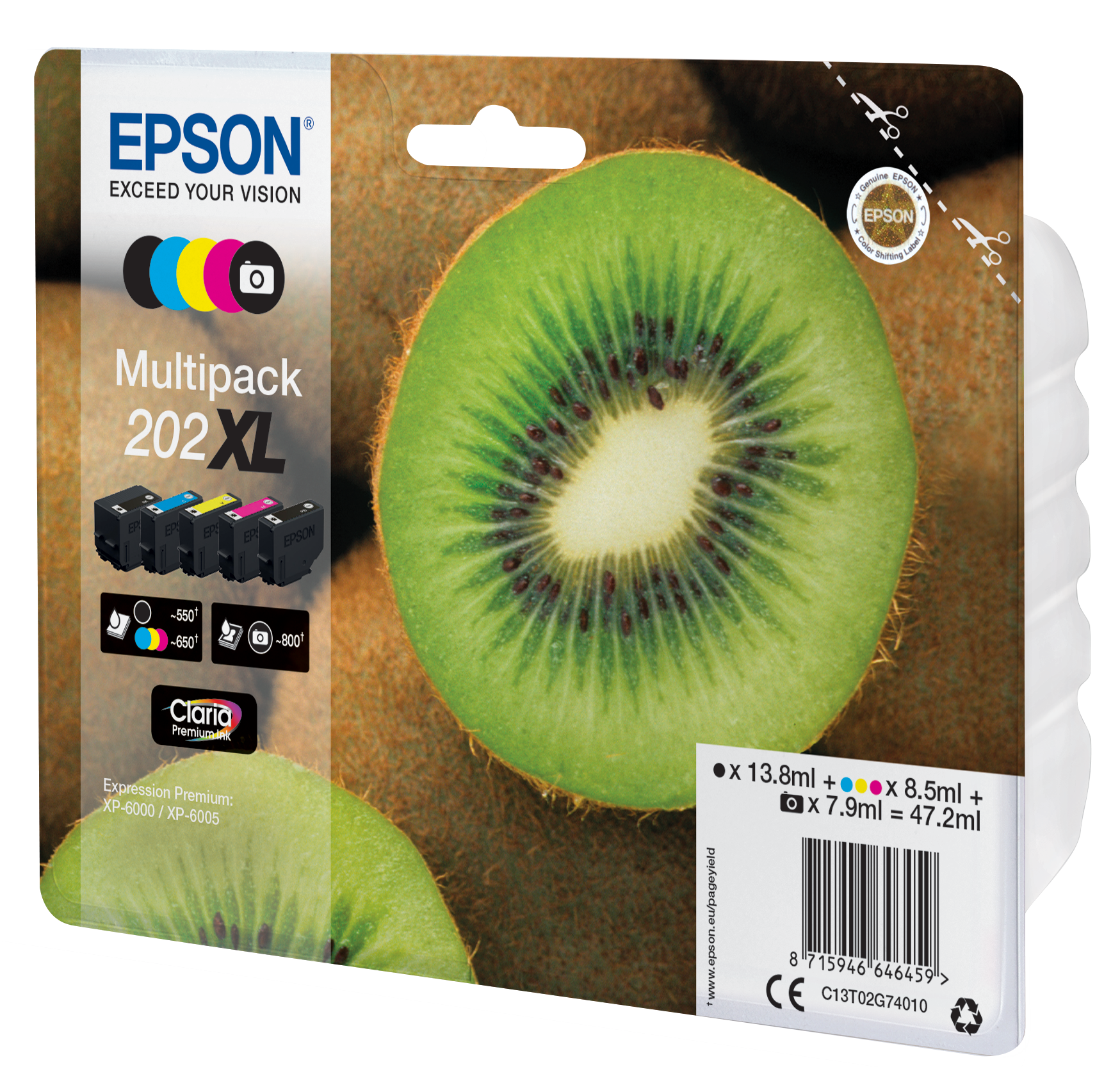 Комплект 5 глави за Epson Expression Premium XP6100 Series - Ink - /202XL/ / C13T02G74010 - BK/PBK/C/M/Y - XL - PN C13T02G74010