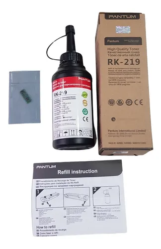 КОМПЛЕКТ ЗА РЕЦИКЛИРАНЕ НА КАСЕТИ PD-219 (PD219) ЗА PANTUM P2509/P2509W/M6509/M6509NW/M6559N/M6559NW/M6609NW - 1 БРОЙ ТОНЕР БУТИЛКА + 1 БРОЙ ЧИП - PN RK-219 (RK219)