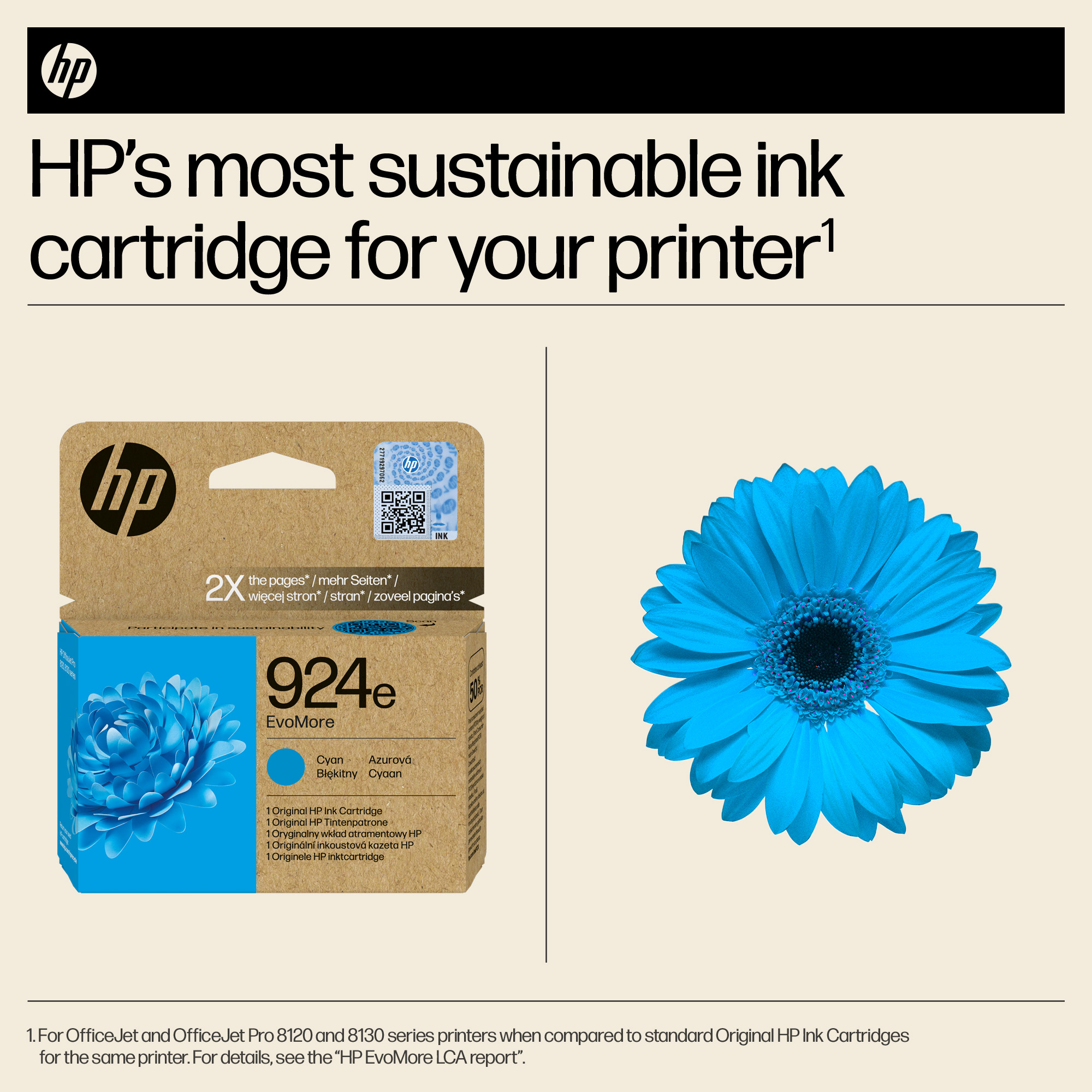 Глава за HP OfficeJet Pro 8139e/8120/8138e/8120e - Ink - /924E/ / 4K0U7NE - Cyan - XL - PN 4K0U7NE