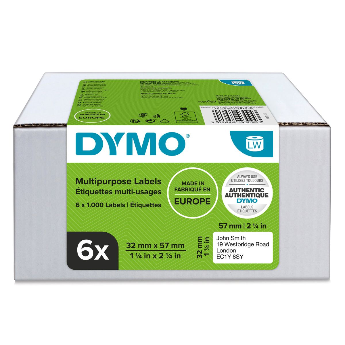 Лента за етикетни принтери Dymo Label 2093094 - White - 6-Pack - PN 2093094